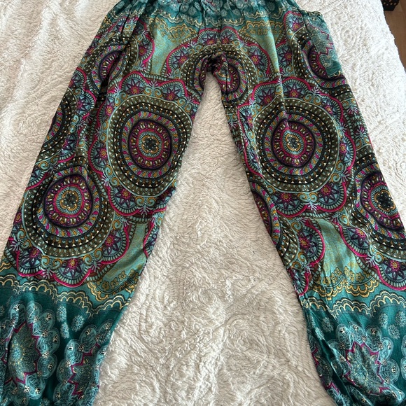 Green and Pink Mandala Harem Pants - Picture 1 of 9